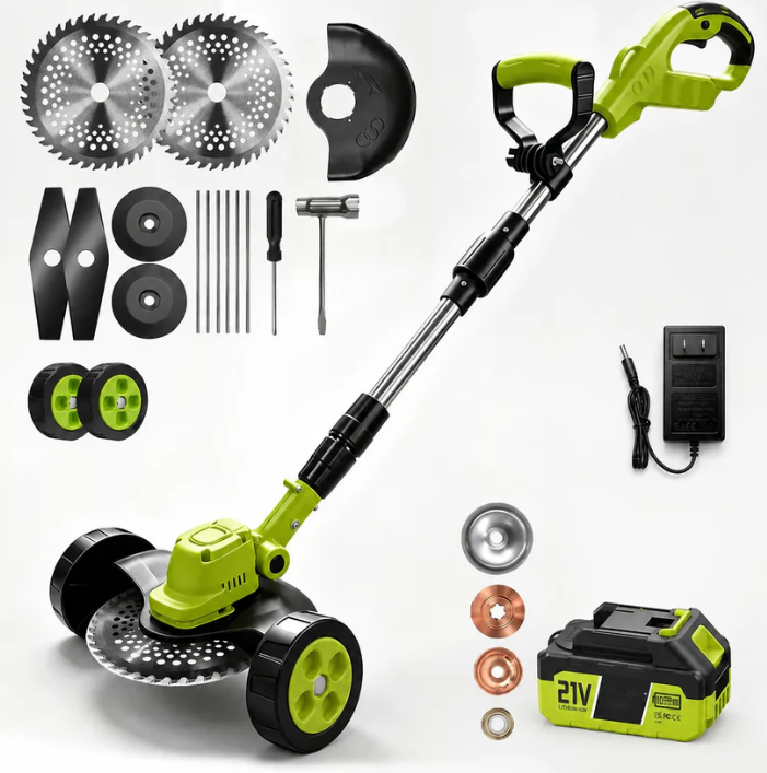21V 3-in-1 Cordless Grass Trimmer with 2 Batteries