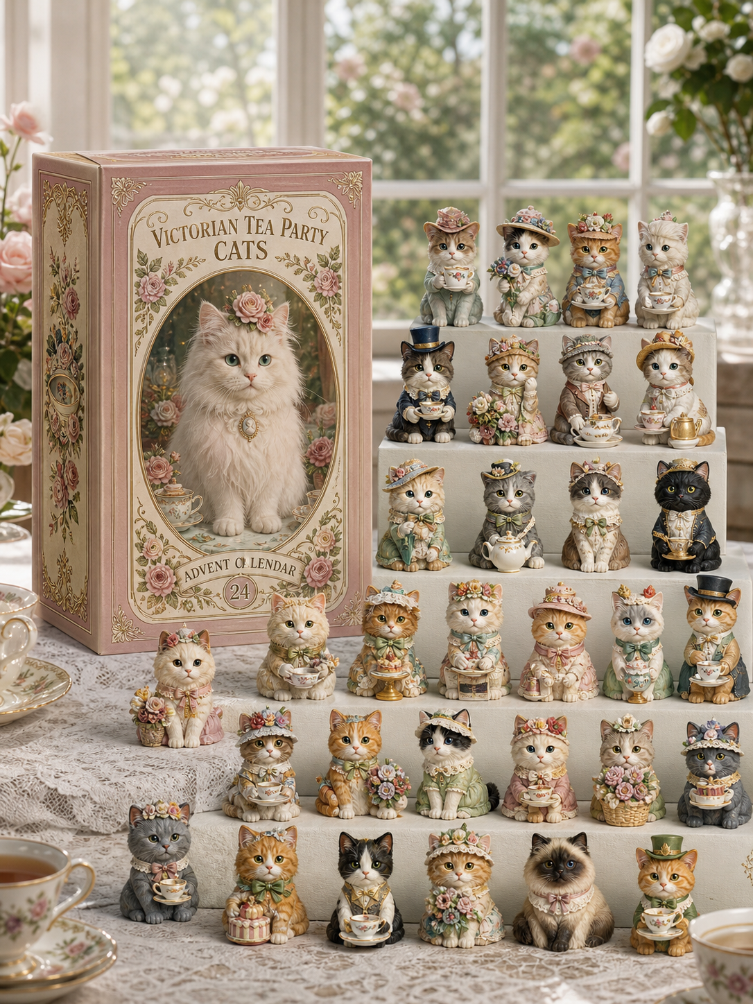 Cat Advent Calendar with 24 Charm Ornaments