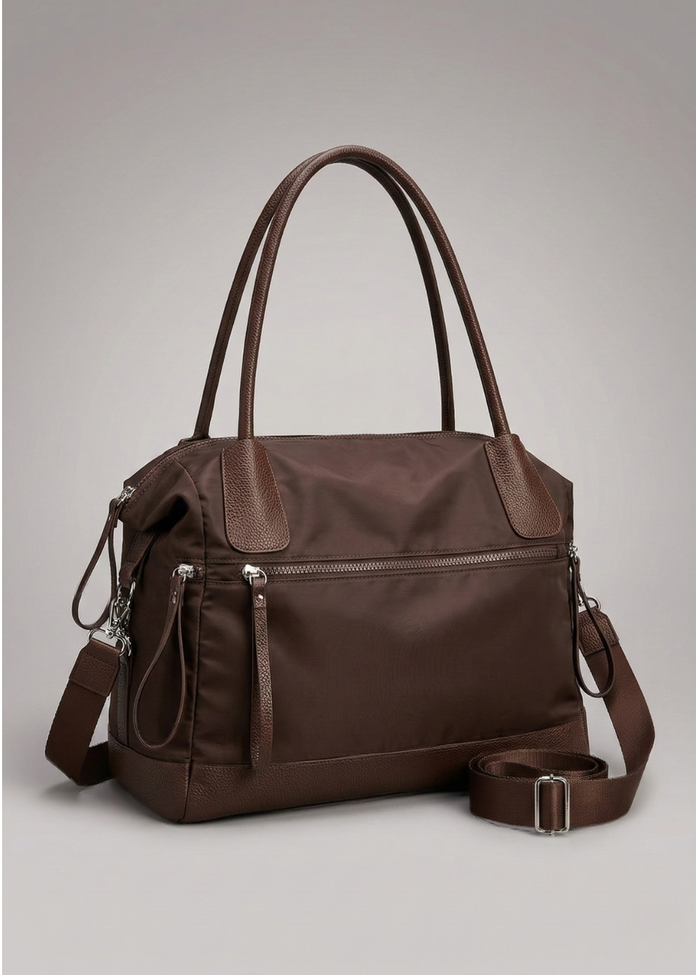 Brown Nylon Tote Bag for School – Warm & Durable | Lisbon