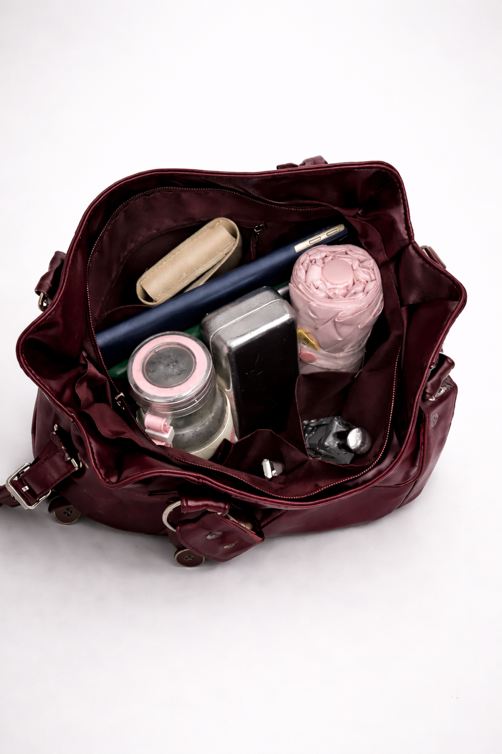 Burgundy Big Handbag for school | TARANTO