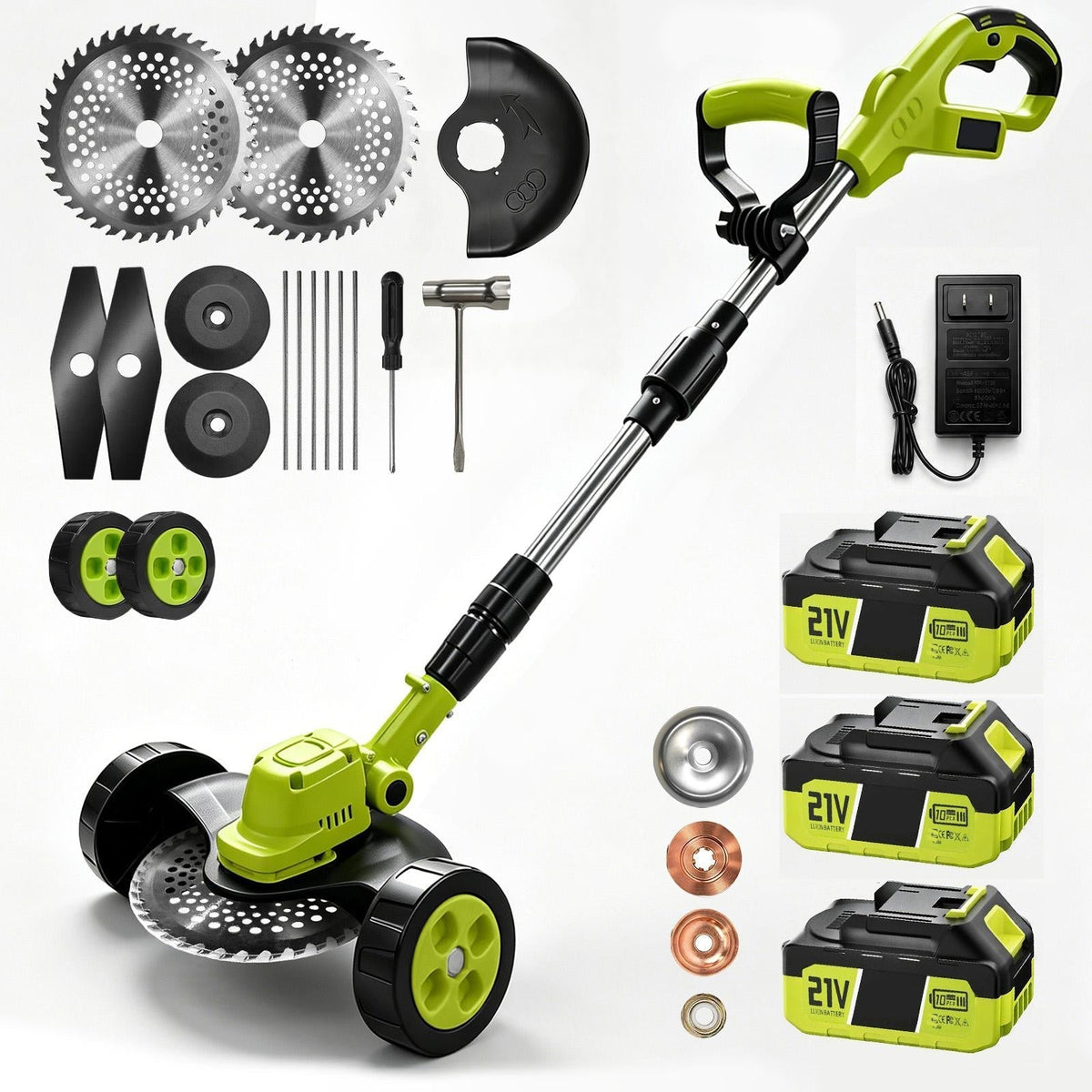 3-in-1 Cordless Lawn Mower & Edger with 2 Batteries