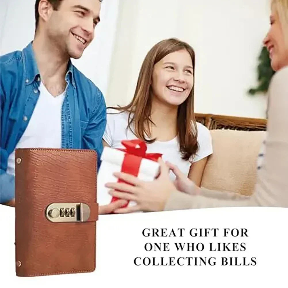 100 Envelope Savings Challenge Binder with Cash Envelopes and Combination Lock – PU Leather