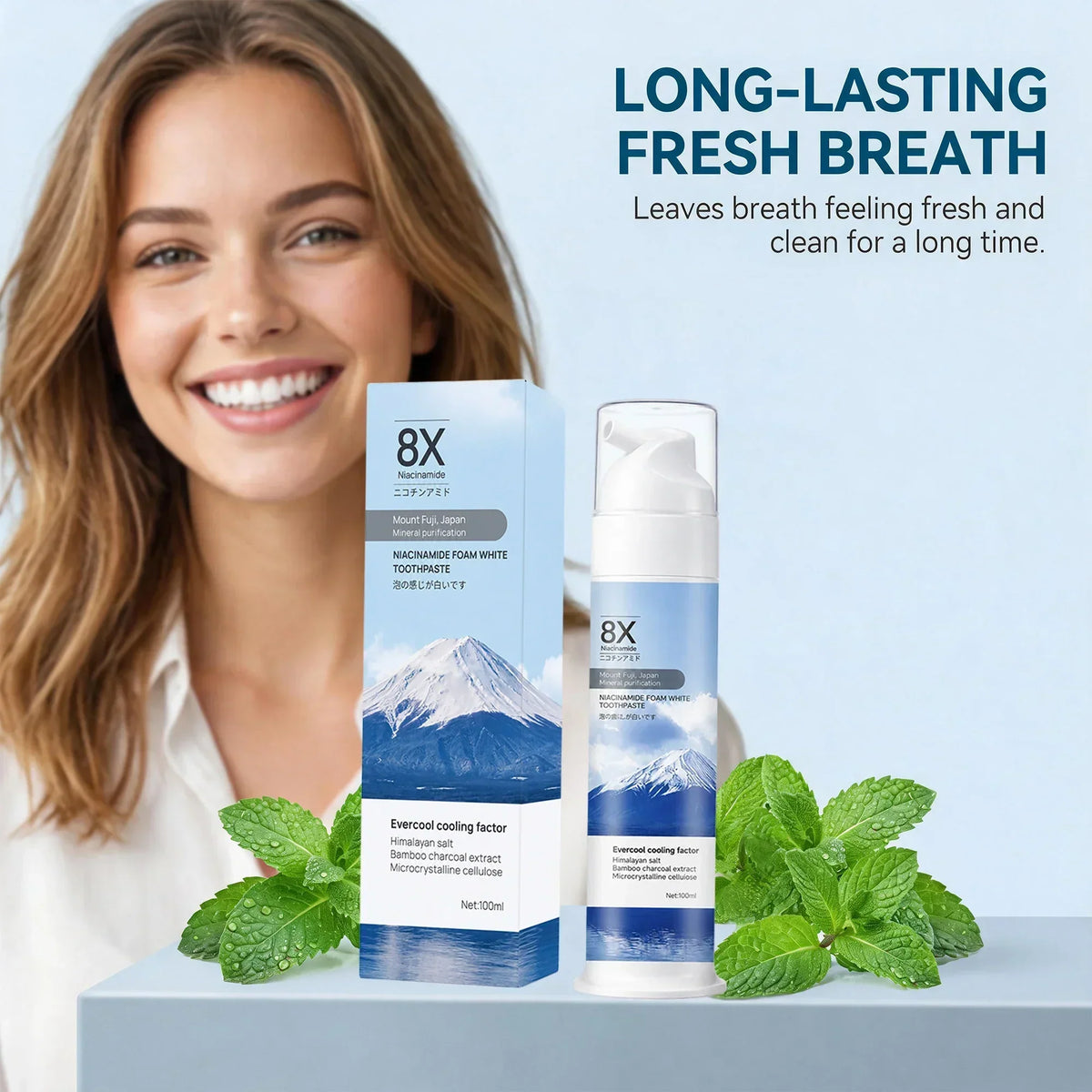 Niacinamide Foam Toothpaste 100ml – Teeth Brightening Foam for Fresh Breath
