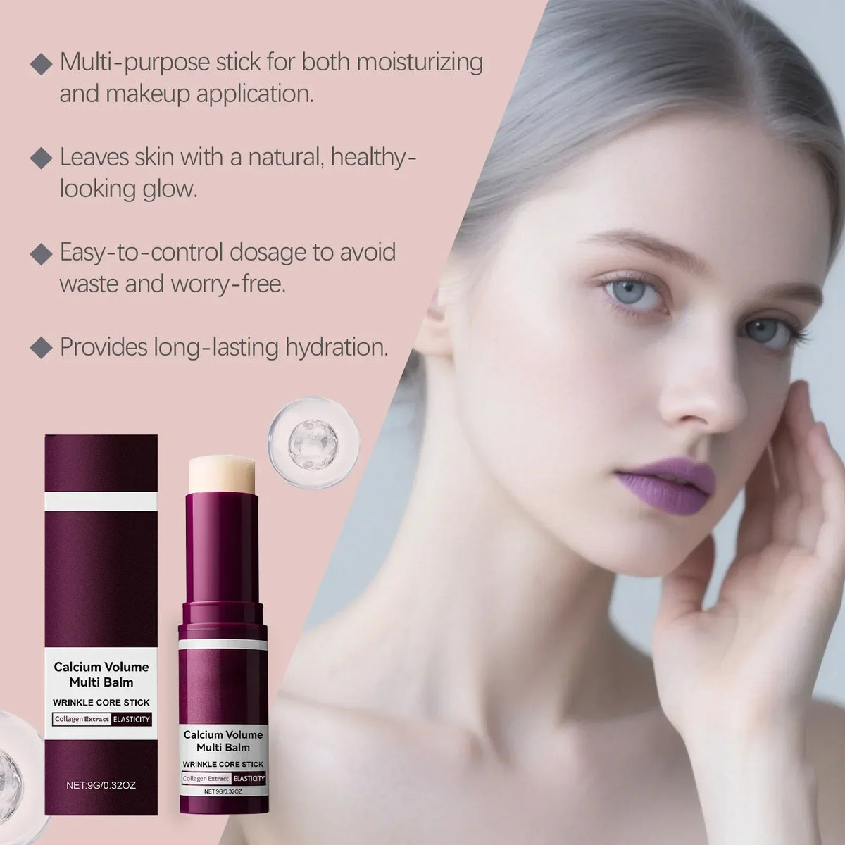 Collagen Moisturizing Balm Stick for Face and Neck – Hydrating Skin Stick for Use Before Makeup