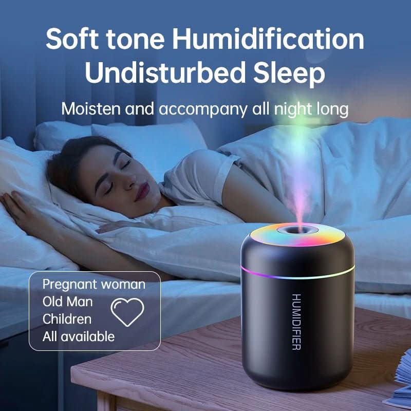 AromaMist Mini – 180ml USB Humidifier with LED Lighting