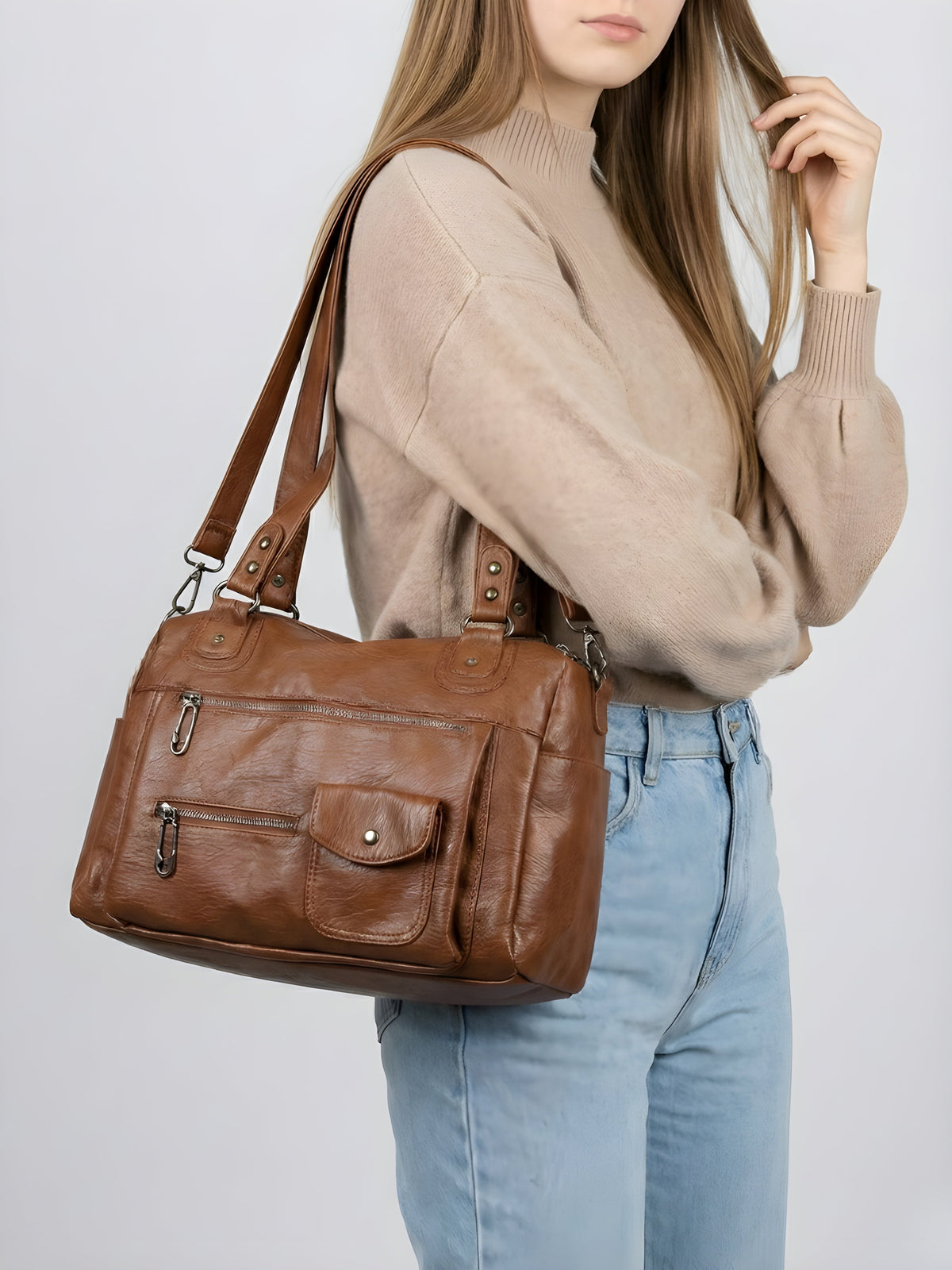 Big handbag for school with multiple front pockets | SALERNO