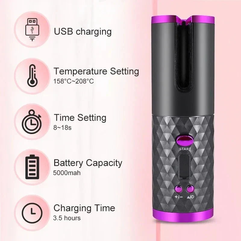 CURLMASTER – Wireless Automatic Curling Iron for Effortless Curls Anywhere