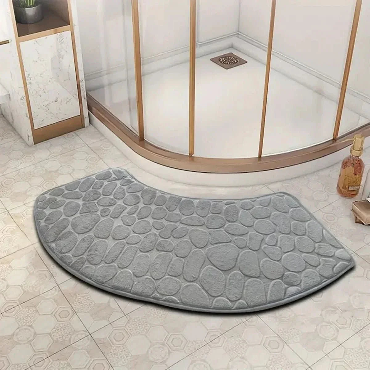 Curved Bathroom Mat - Thick Absorbent Non-Slip Bath Mat for Bathroom Safety