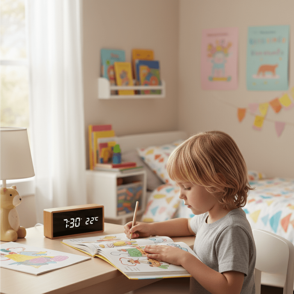 ECOCLOCK – Bamboo LED Alarm Clock with Time and Temperature Display