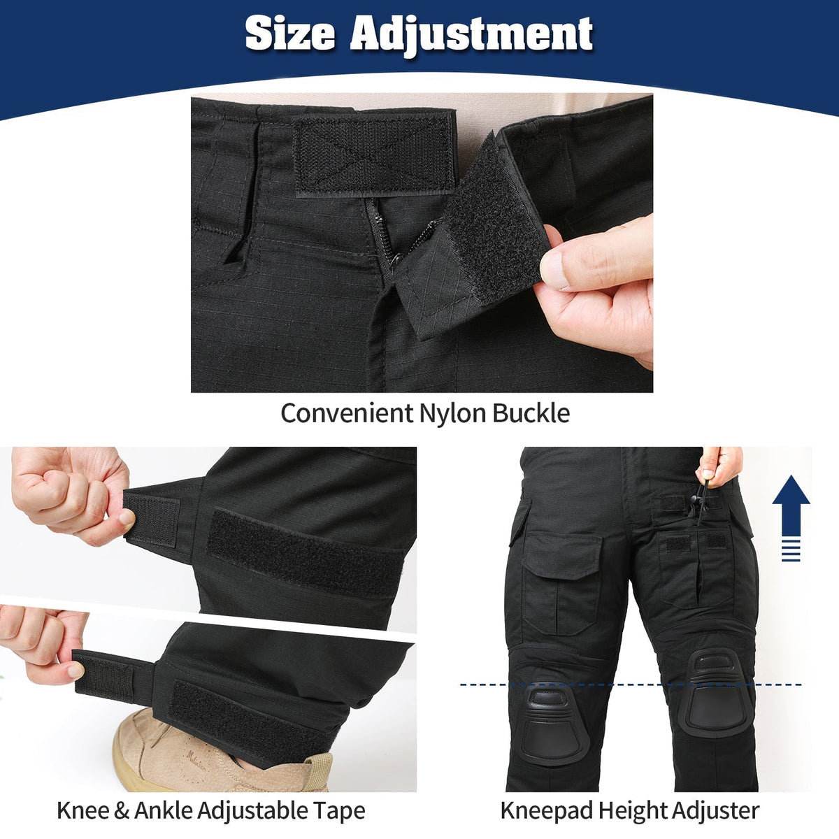 Rip-Stop Camo Combat Trousers with Knee Pads