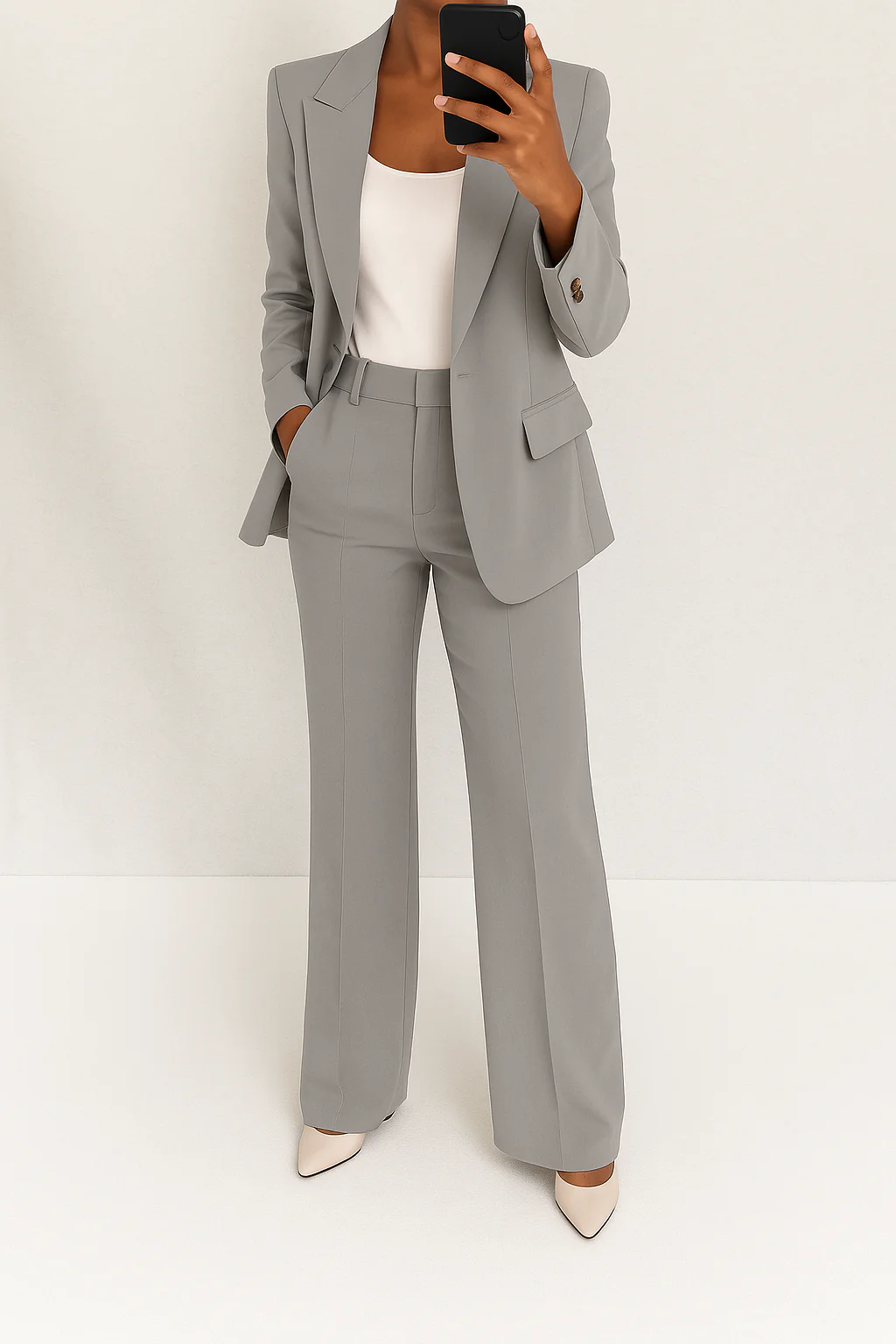 Women's Long-Sleeve Blazer & Trousers Two-Piece Suit