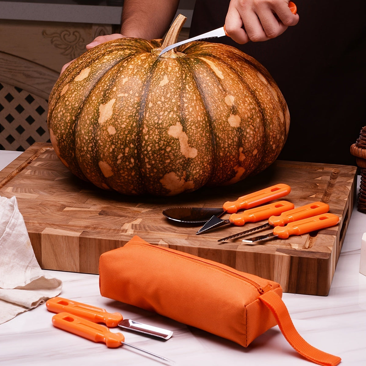 Pumpkin Carving Tools and Kit with Stainless Steel Supplies Storage Bag and Knife Set